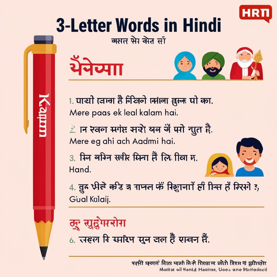 3 letter words in hindi
